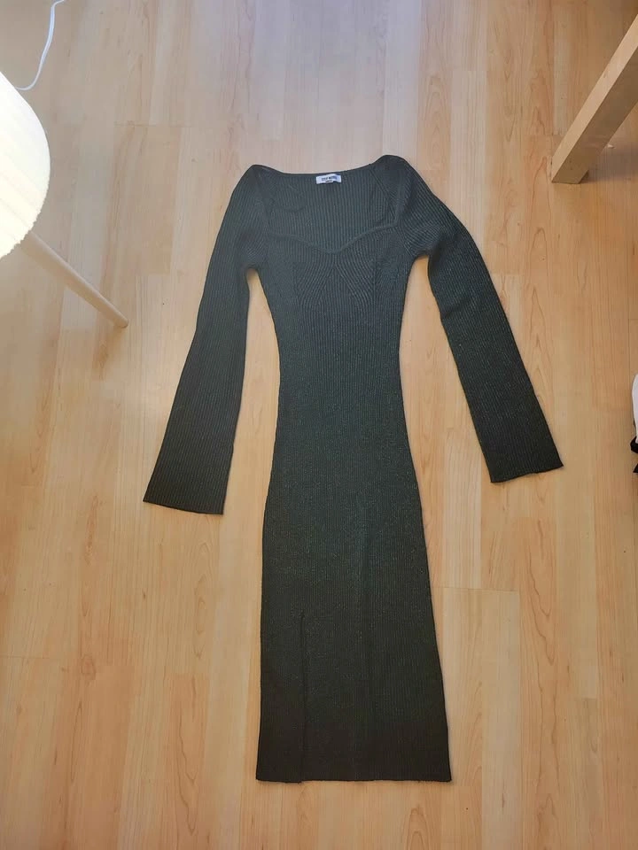 Steve Madden XS Green Metallic Ribbed Maxi Dress - photo 4