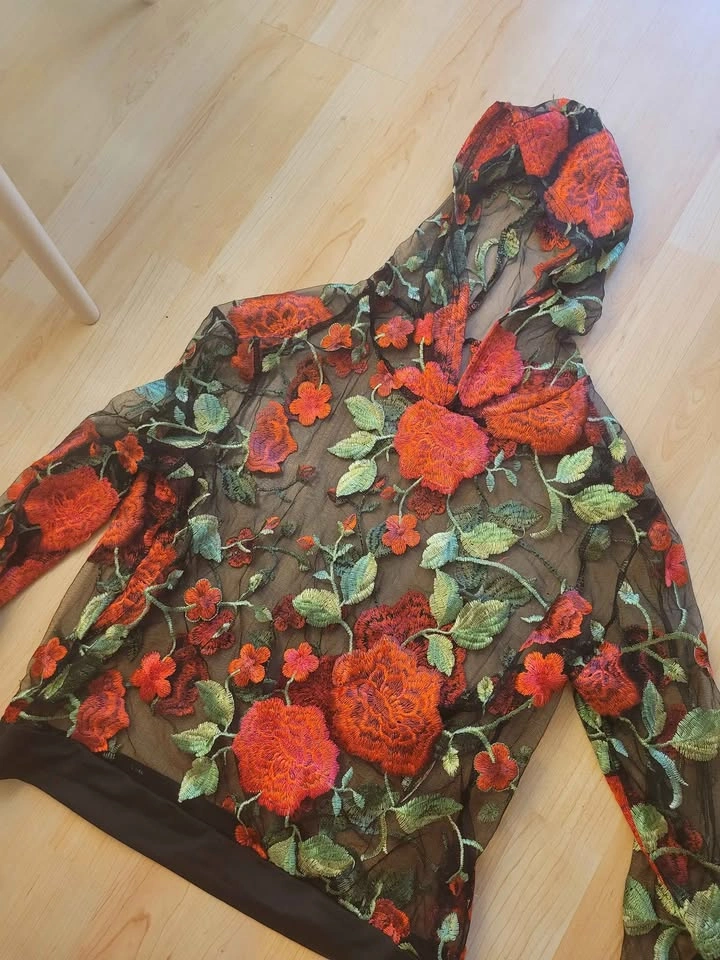 Floral Embroidered Mesh Hoodie - photo 2