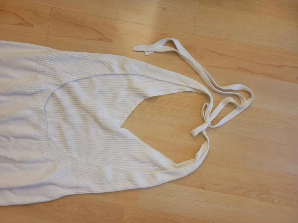 Zara White Ribbed Knit Halter Jumpsuit - photo 3