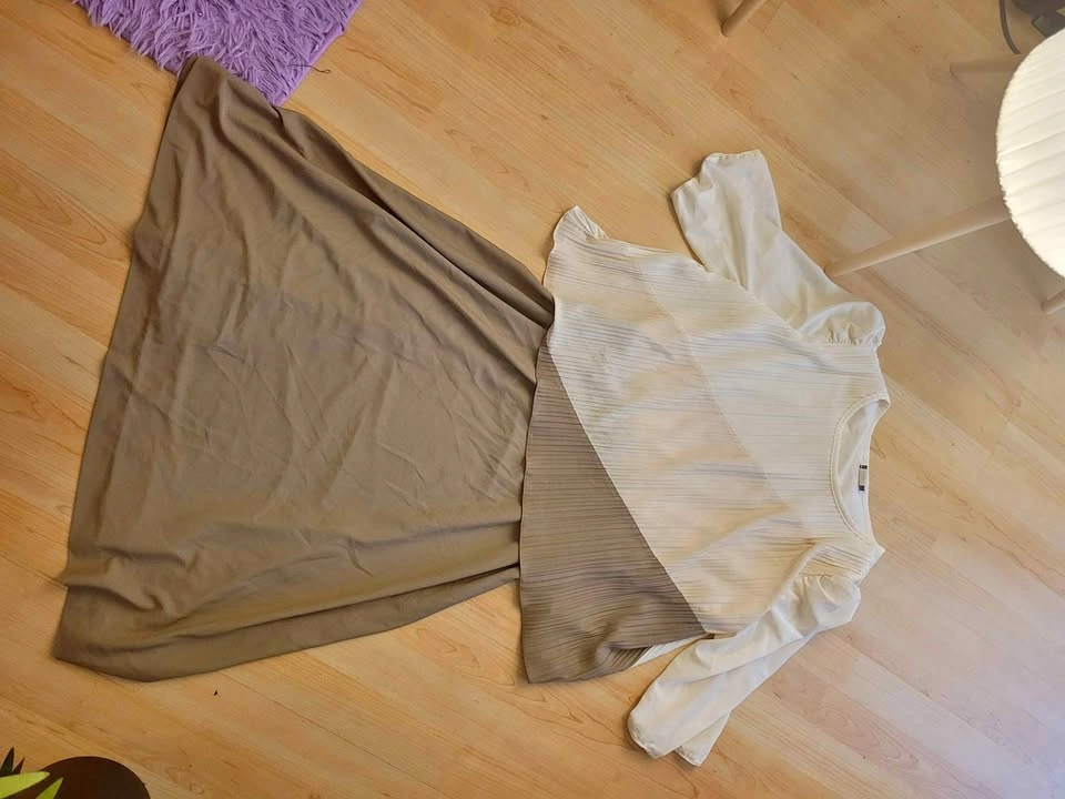 Two-Piece Pleated Top and Long Skirt Set