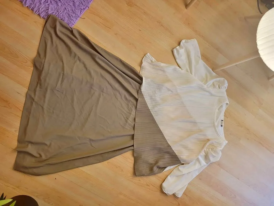 Two-Piece Pleated Top and Long Skirt Set