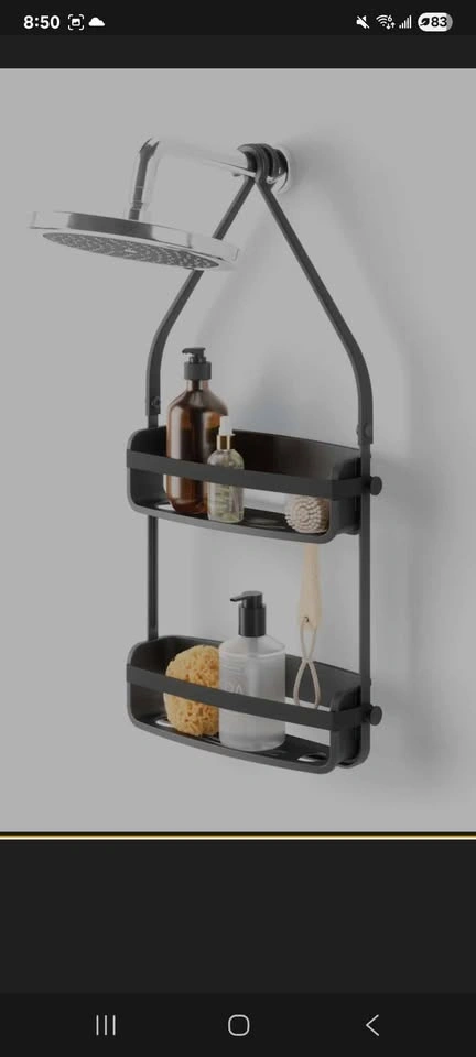 Umbra Flex Adhesive Rigid Plastic Shower Caddy, Black - photo 2
