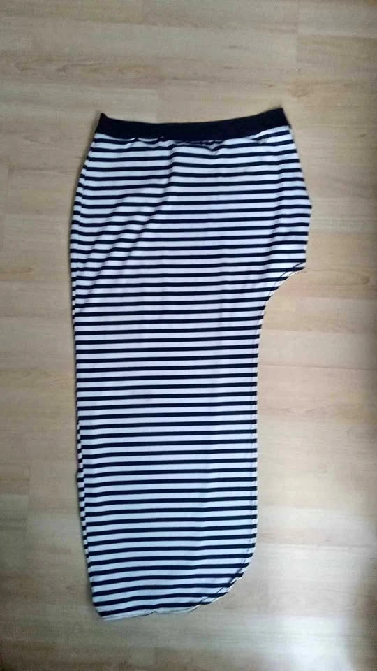 Striped Asymmetrical Maxi Skirt