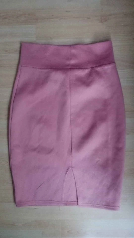 Pink High-Waisted Pencil Skirt with Slit - photo 2
