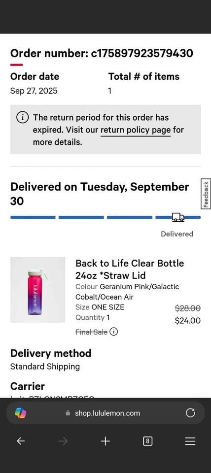 lululemon back to life clear bottle 24 oz - photo 2