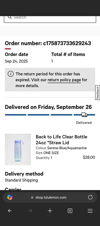 lululemon back to life clear sports bottle 24oz