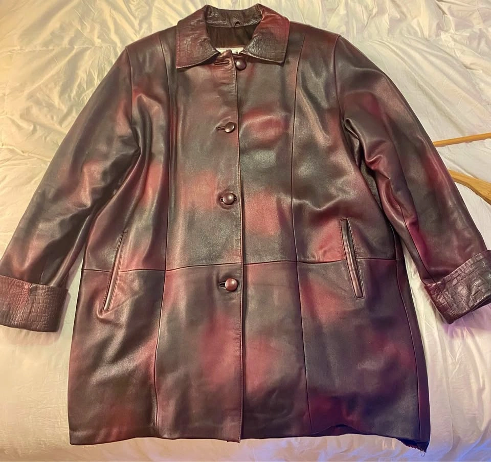Vintage Ombre Leather Trench Coat
