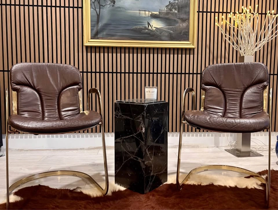 Vintage Willy Rizzo for Cidue Italian Leather Cantilever Chairs - photo 2