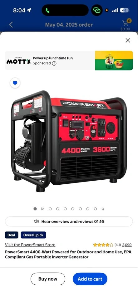 PowerSmart 4400-Watt Gas Portable Inverter Generator