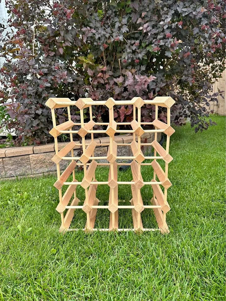 Modular 16-Bottle Wood Wine Rack - Tabletop Countertop Storage