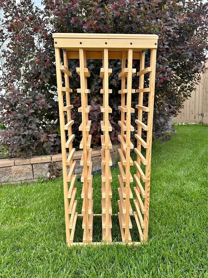 Solid Wood 44-Bottle Wine Rack - Free Standing Pine Storage