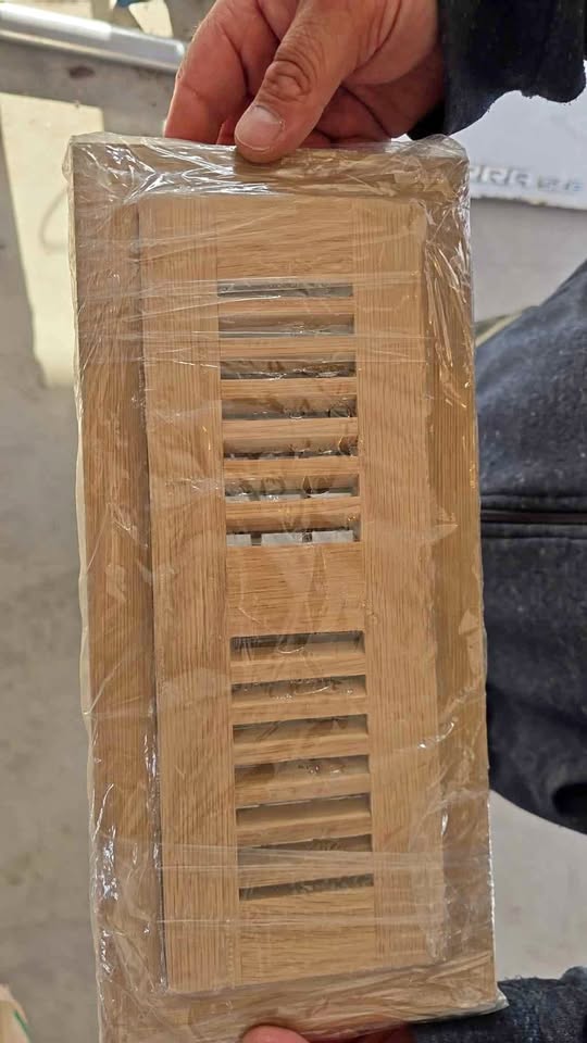 Hardwood Oak heat register vent.
