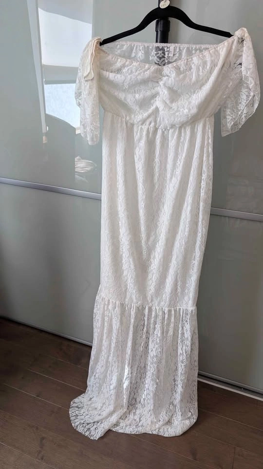 White Lace Mermaid Maternity Photography Dress - photo 2