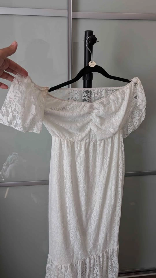 White Lace Mermaid Maternity Photography Dress - photo 3