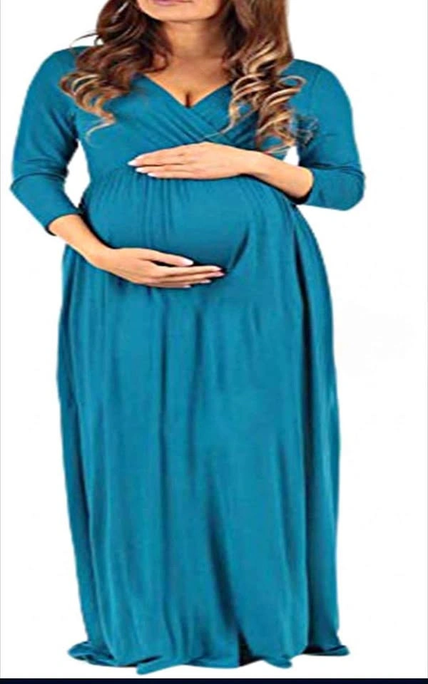 Maternity V-Neck Wrap Maxi Dress