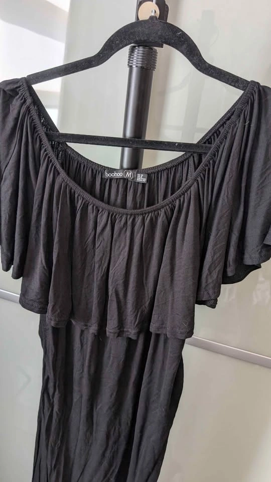 Boohoo Black Off-the-Shoulder Maternity Maxi Dress Size M - photo 3