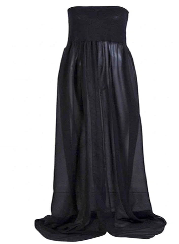 Black Strapless Sheer Maternity Maxi Dress