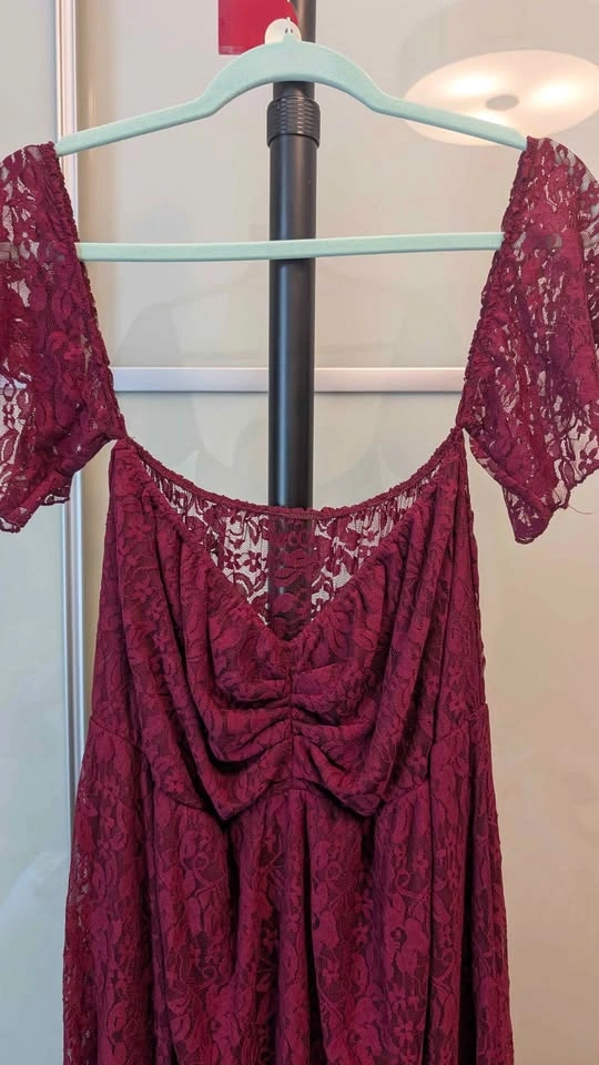 Burgundy Lace Maternity Maxi Dress - photo 3