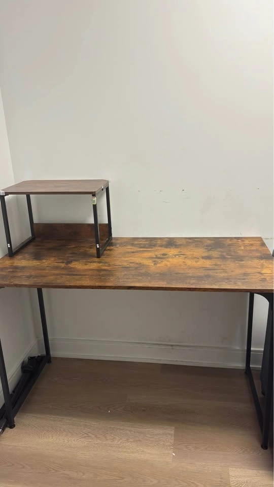Rustic Computer Desk with Monitor Stand and Mesh Office Chair - photo 3