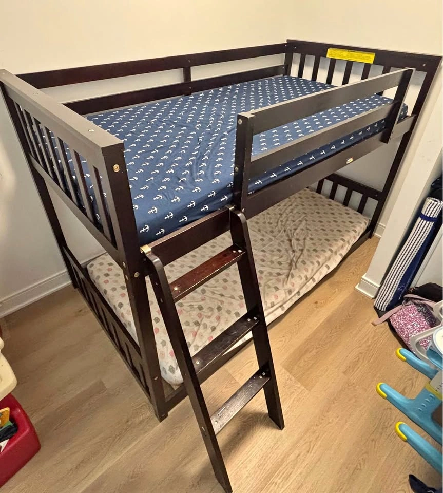 KOTEK Twin Over Twin Bunk Bed with Ladder