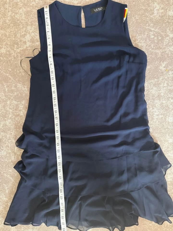 Lauren Ralph Lauren Navy Blue Tiered Sleeveless Dress Size 4 - photo 5