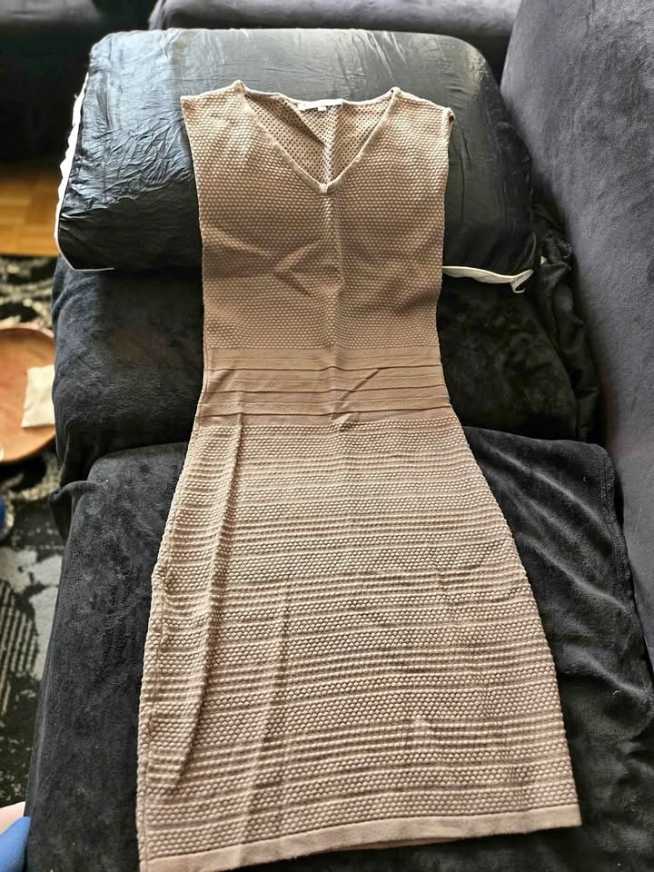 Shomli Size S Brown Textured Knit Sleeveless Dress