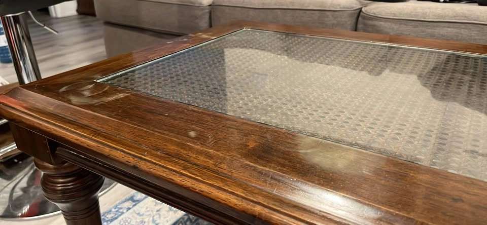 Wood Coffee Table and End Table Set with Glass Inlay - photo 3