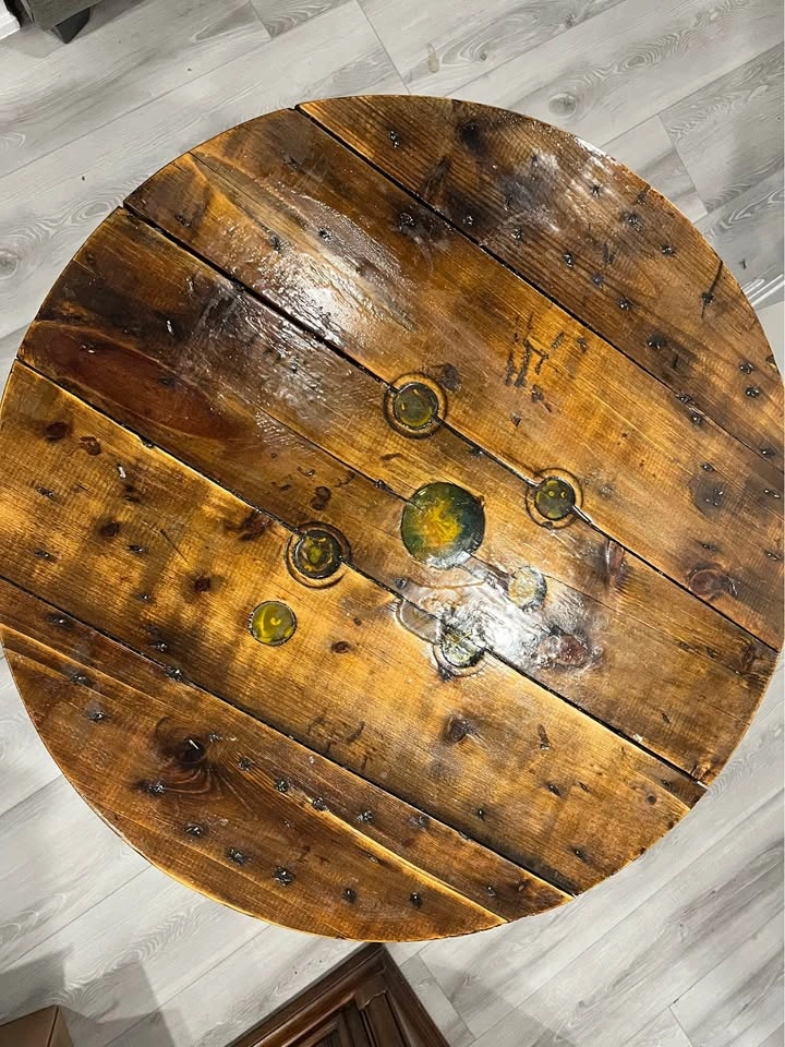 Handmade Round Spool Top Table - photo 2