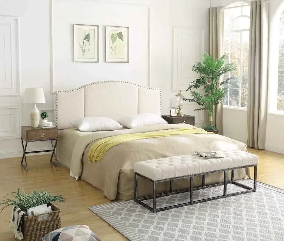 24KF King/Cal King Headboard w/ Brass Nail Heads NEW image indicator(6)