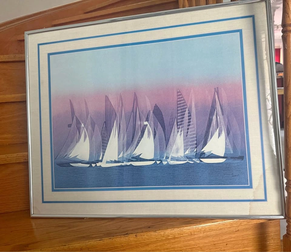 Large Framed Sailboat Wall Art – Coastal/Nautical Decor