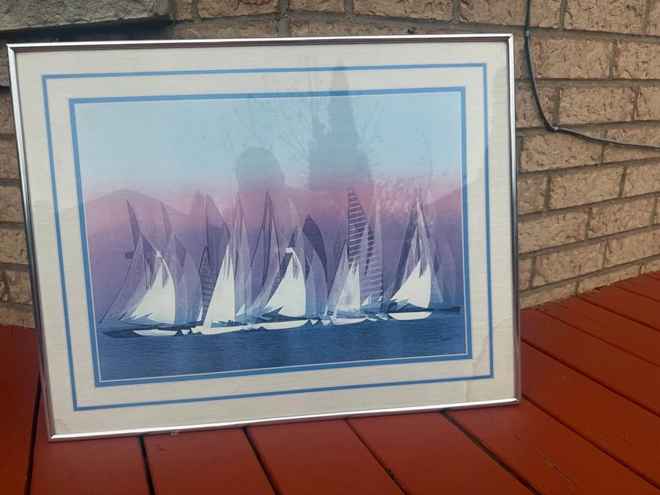 Large Framed Sailboat Wall Art – Coastal/Nautical Decor - photo 2