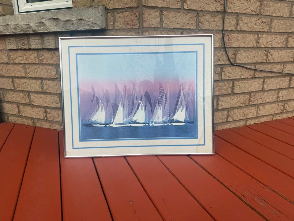 Large Framed Sailboat Wall Art – Coastal/Nautical Decor - photo 3