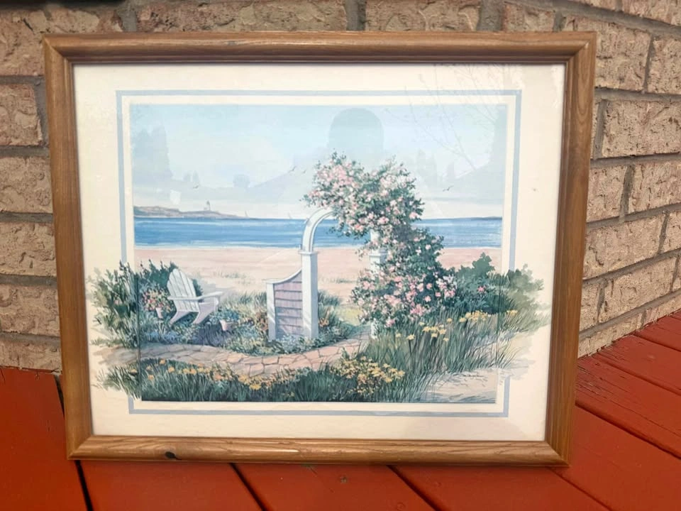 Framed Coastal Garden Wall Art – Beach Cottage Decor
