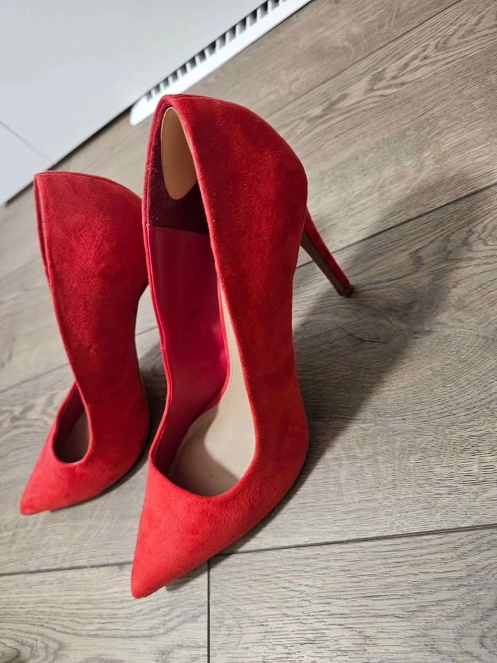 Shoedazzle Red Suede Pointed Toe Pumps - photo 2
