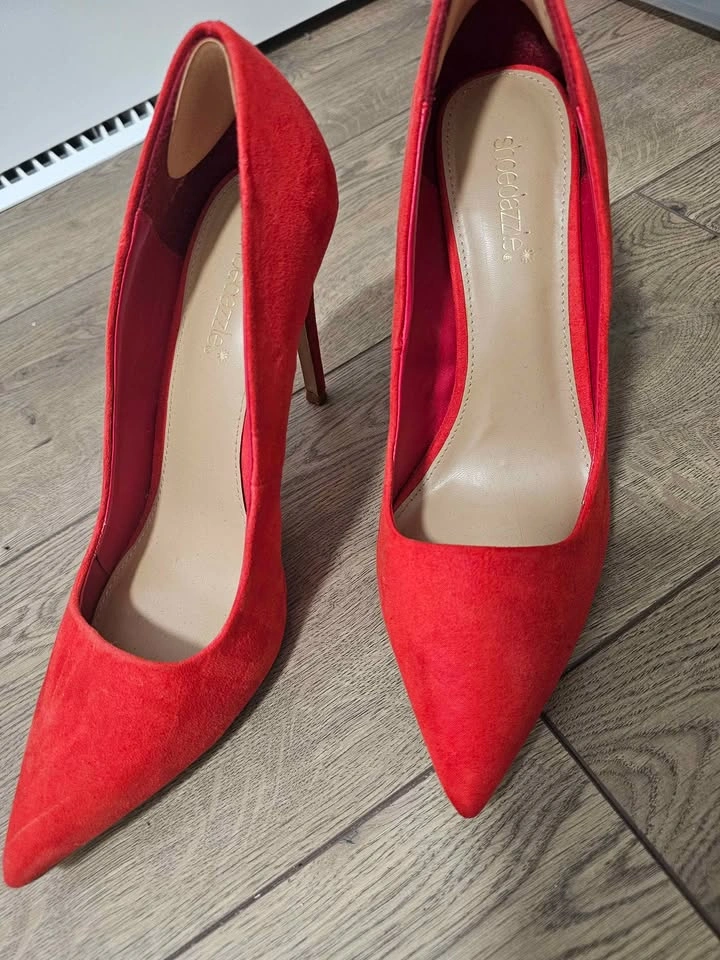 Shoedazzle Red Suede Pointed Toe Pumps - photo 5