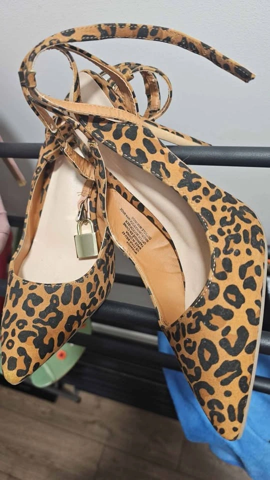 Shoedazzle Leopard Print Pointed Toe Ankle Strap Pumps - photo 5