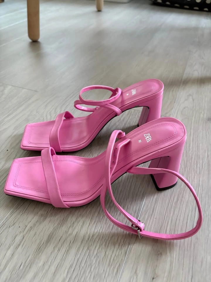 ZARA Pink Ankle-Strap Heeled Sandals – Size 38 - photo 2