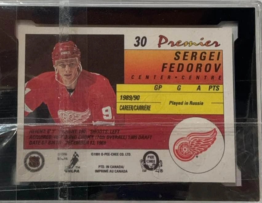 1990-91 O-Pee-Chee Premier #30 Sergei Fedorov Rookie Card - photo 2