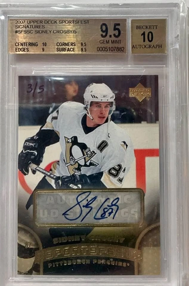 2007 Upper Deck Sportsfest Sidney Crosby Auto 3/5 Graded 9.5