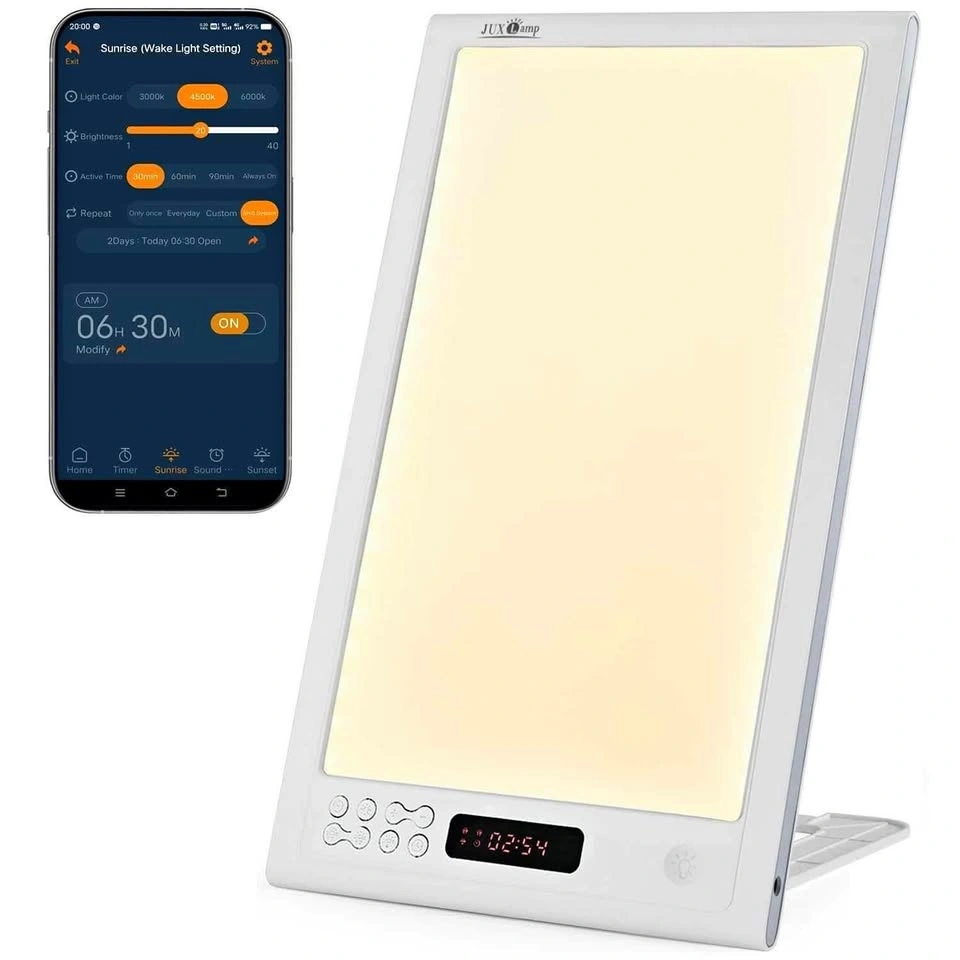 Light Therapy Lamp Alarm Clock 12000 Lux with Sunrise Sunset Sim