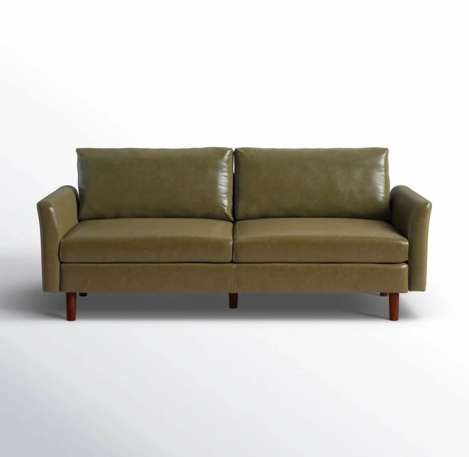 Olive Green Leather Couch - photo 2