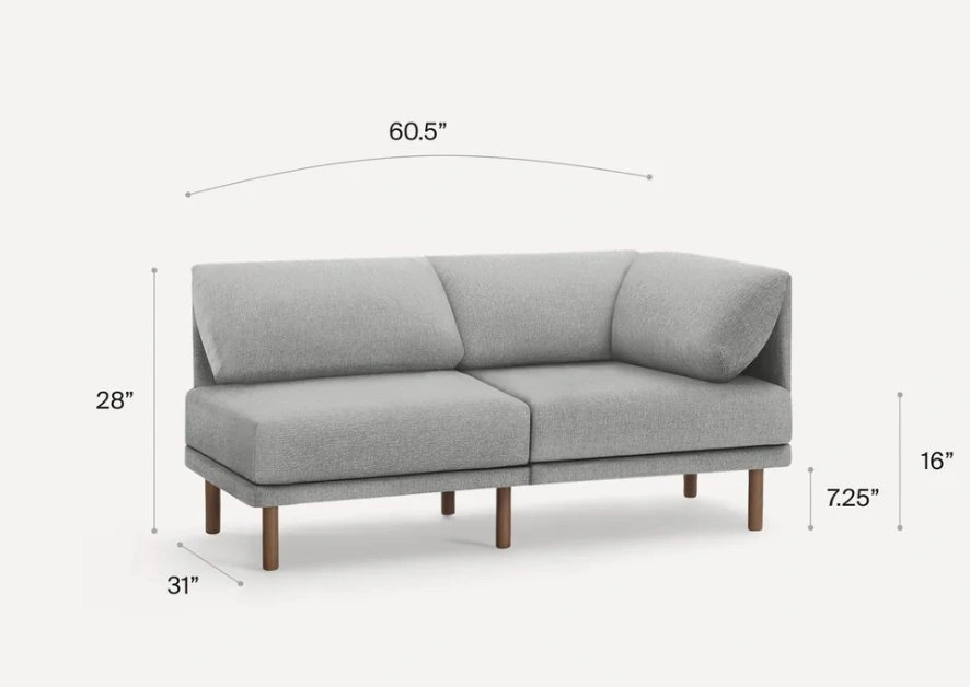 Burrow Range 2-Seat Chaise Lounge Couch / Sofa - photo 4