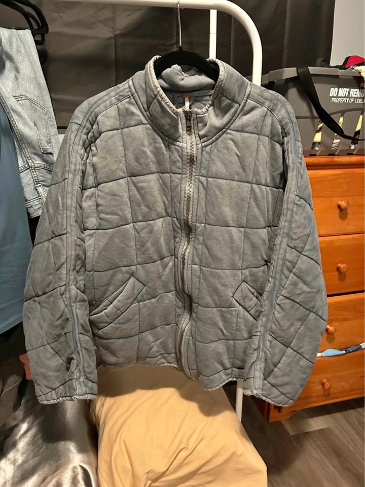 Light blue free people Dolman quilted jacket