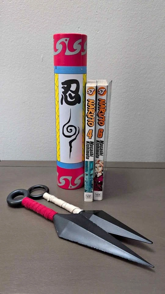 Viz Media Naruto Manga Bundle with Scroll and Kunai Props