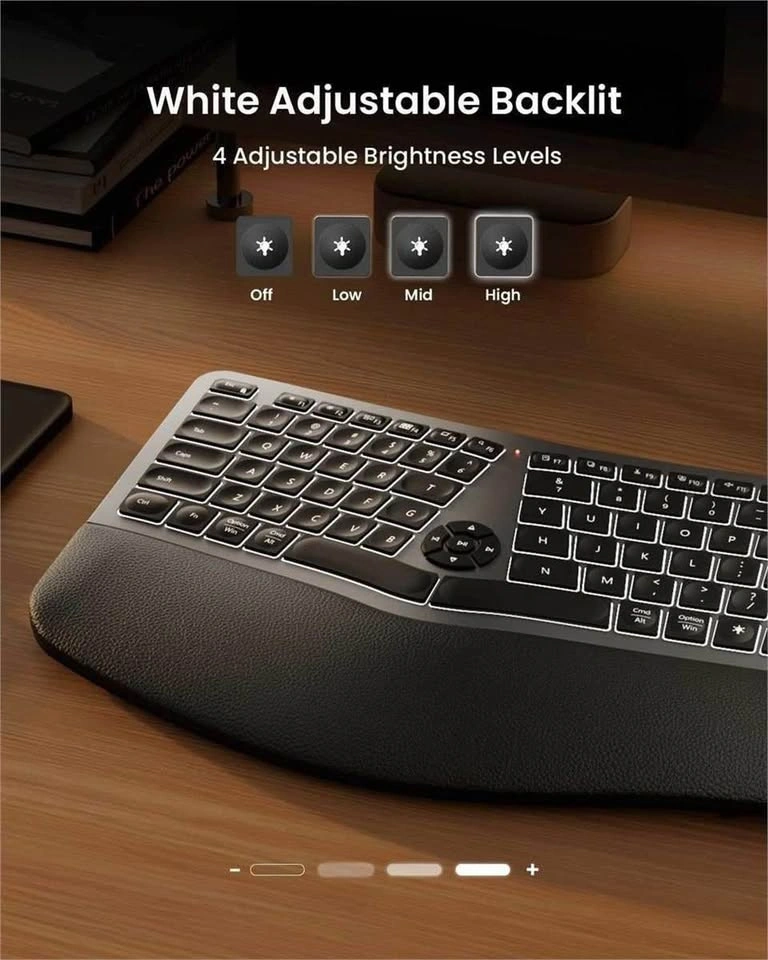 ProtoArc Backlit Bluetooth Ergonomic Keyboard, EK01 Plus Full Si - photo 2