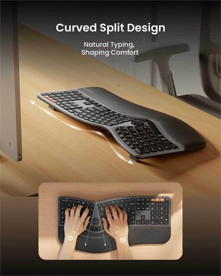 ProtoArc Backlit Bluetooth Ergonomic Keyboard, EK01 Plus Full Si - photo 3