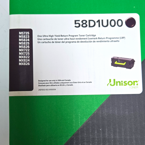 Lexmark 58D1U00 Unison High Yield Black Laser Toner