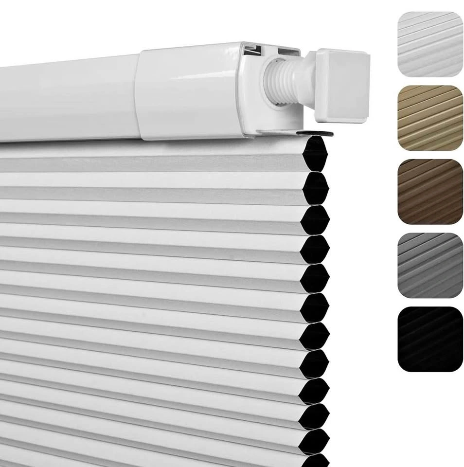No Drill Blackout Cellular Shades, White, 37.5" W x 48" H