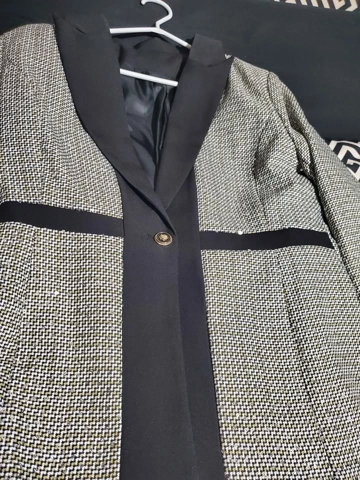 Sequin Houndstooth Two-Piece Pant Suit Set - photo 2