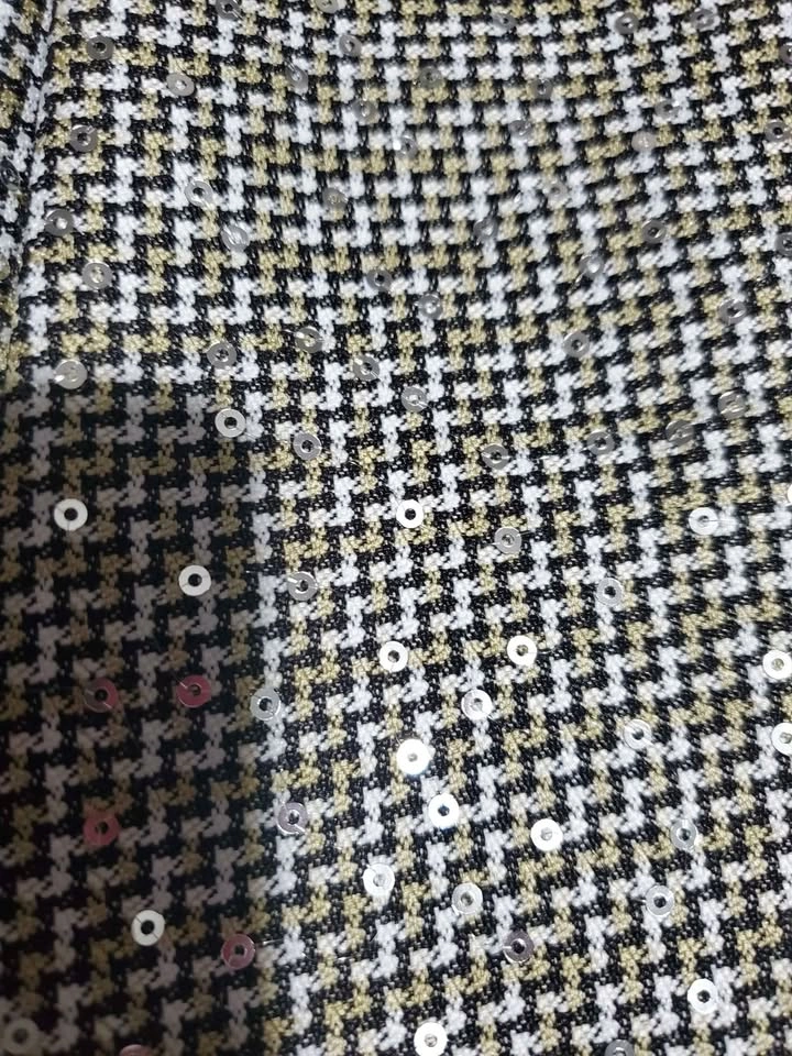 Sequin Houndstooth Two-Piece Pant Suit Set - photo 3